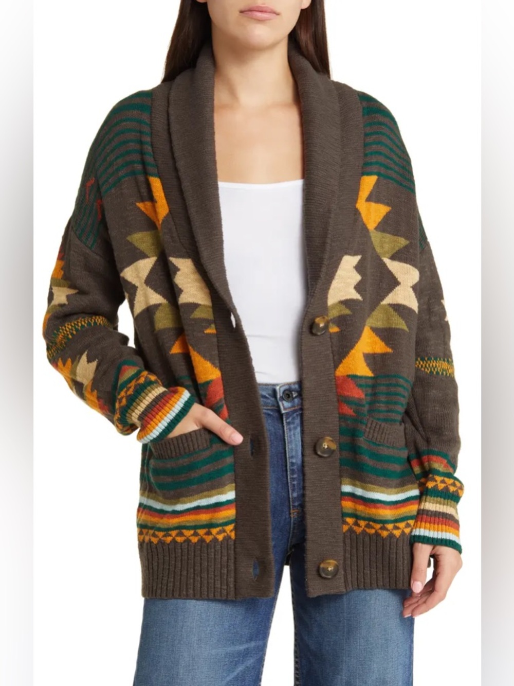 Faherty b yellowtail woodland organic cotton cardigan